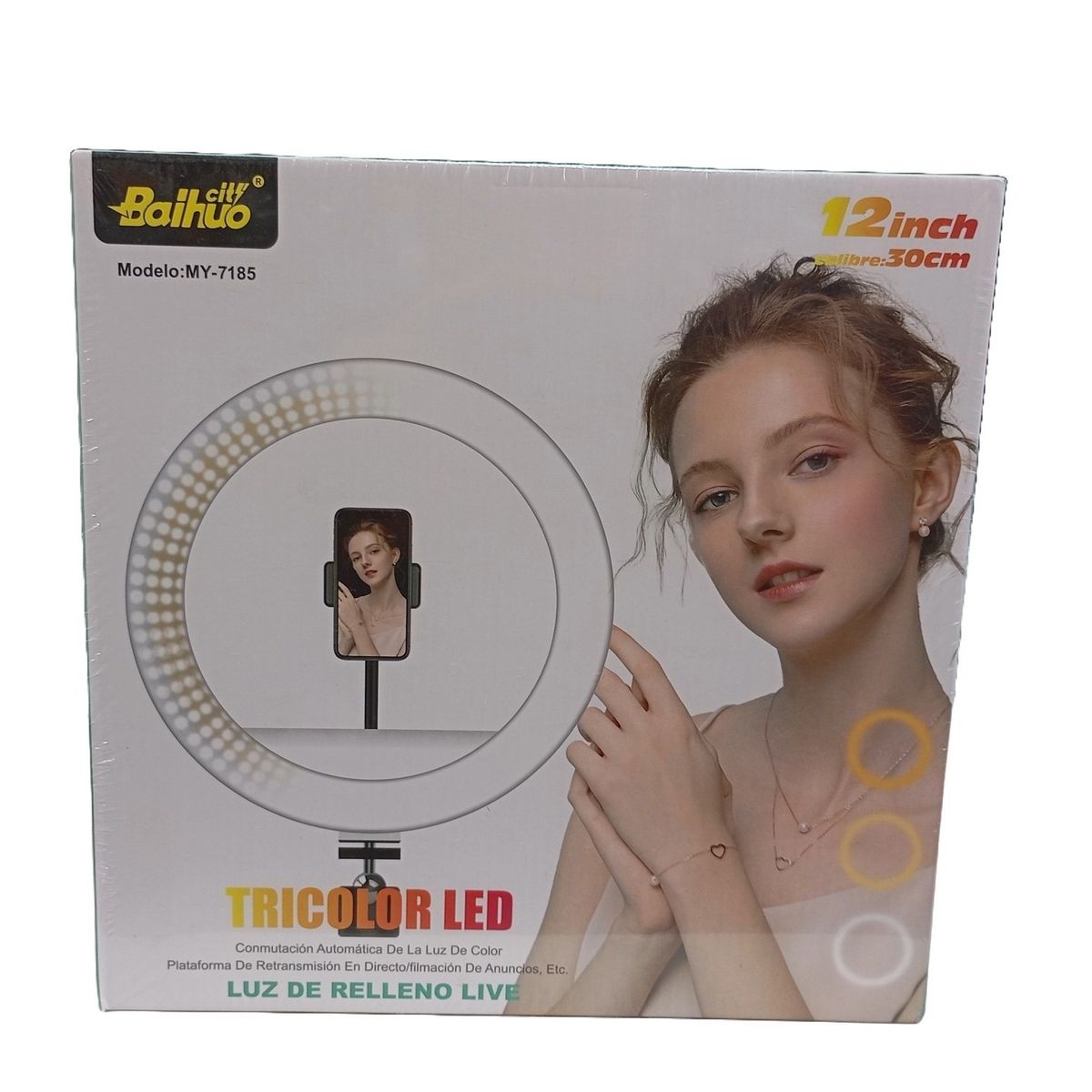 Aro de luz led tricolor ajustable streaming 30 cm, marca GENERICO - Foto Principal
