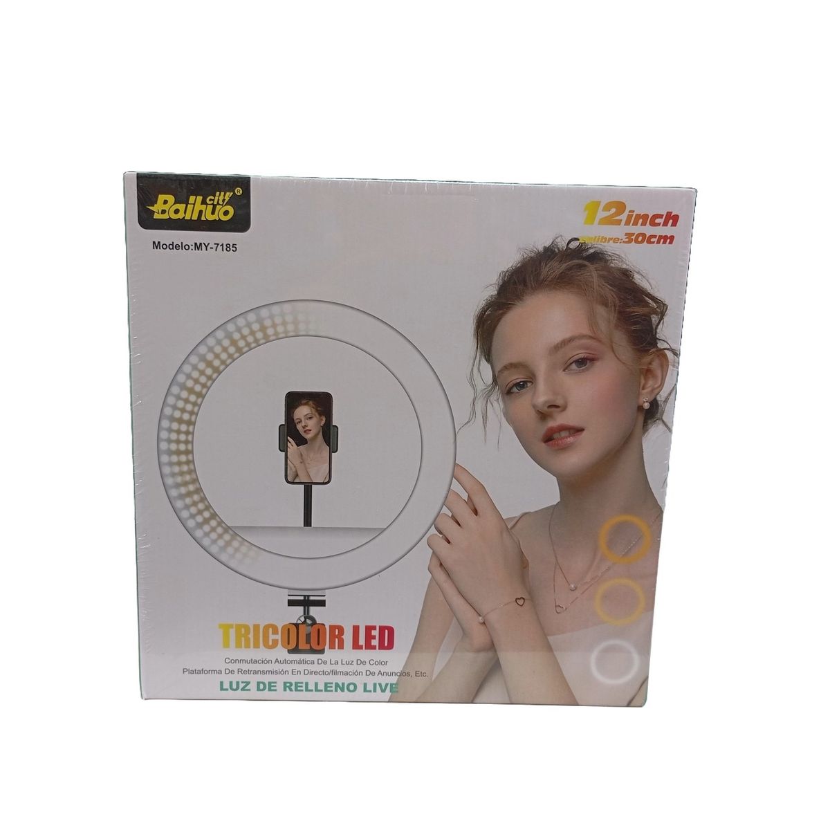 Aro de luz led tricolor ajustable streaming 30 cm, marca GENERICO - Foto Principal