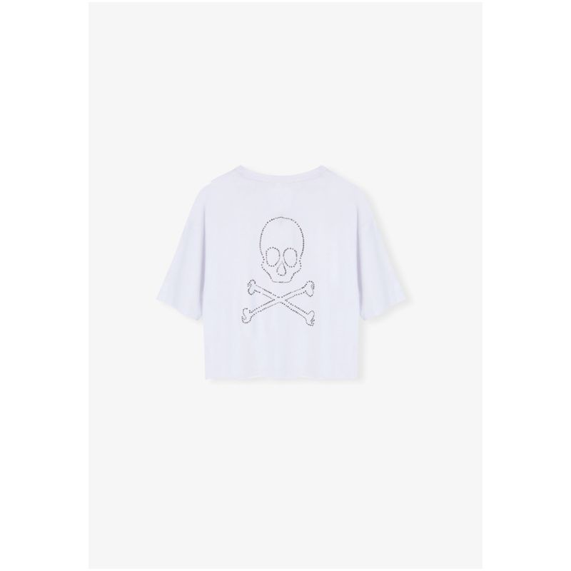 SCALPERS - Polera Calavera Trasera Strass White