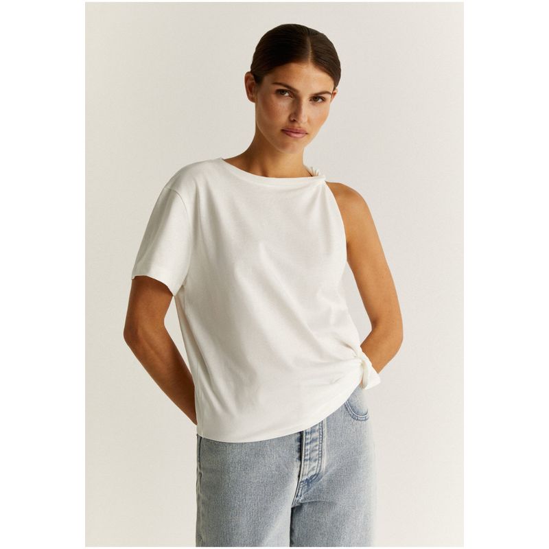 SCALPERS - Polera Detalle Nudo Hombro White