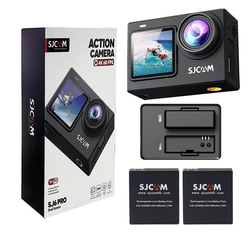 SJCAM - Cámara Deportiva SJCAM SJ6 PRO 24MP 4K 60 FPS 2 baterias y cargador