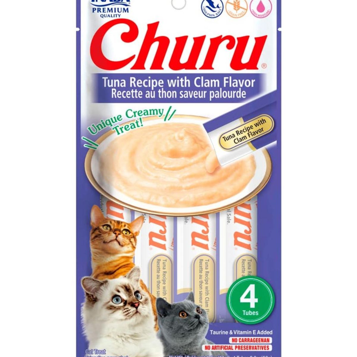 INABA - Snack Churu Gato Atún Con Sabor Calma 4 Tubos