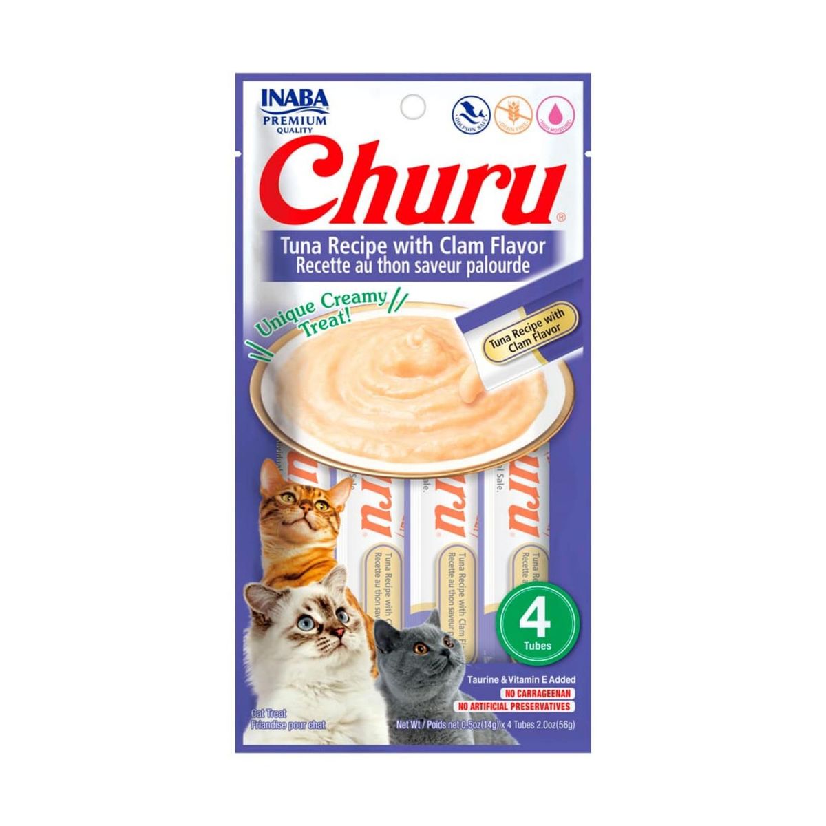 INABA - Snack Churu Gato Atún Con Sabor Calma 4 Tubos