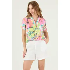 PRIVILEGE - Blusa de lino multicolor estampada 1653 - Multicolor