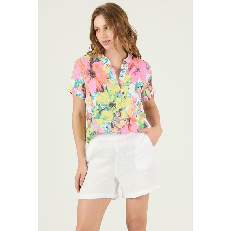 PRIVILEGE - Blusa de lino multicolor estampada PRIVILEGE 1653 - Multicolor