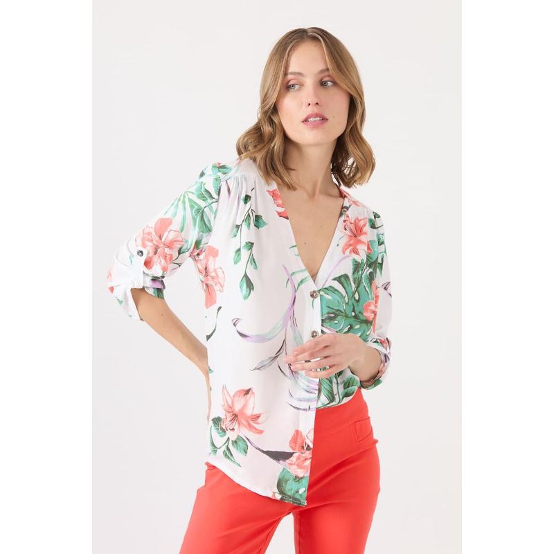 PRIVILEGE - Blusa blanca estampada PRIVILEGE 1203 - Blanco