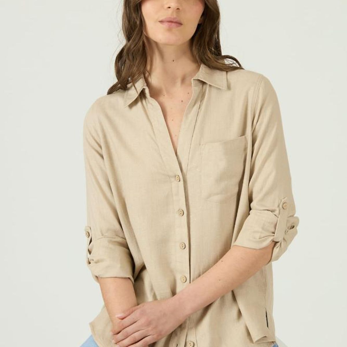 PRIVILEGE - Blusa con lino beige PRIVILEGE 1193 - Beige