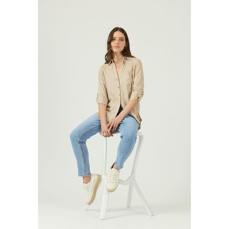 PRIVILEGE - Blusa con lino beige PRIVILEGE 1193 - Beige