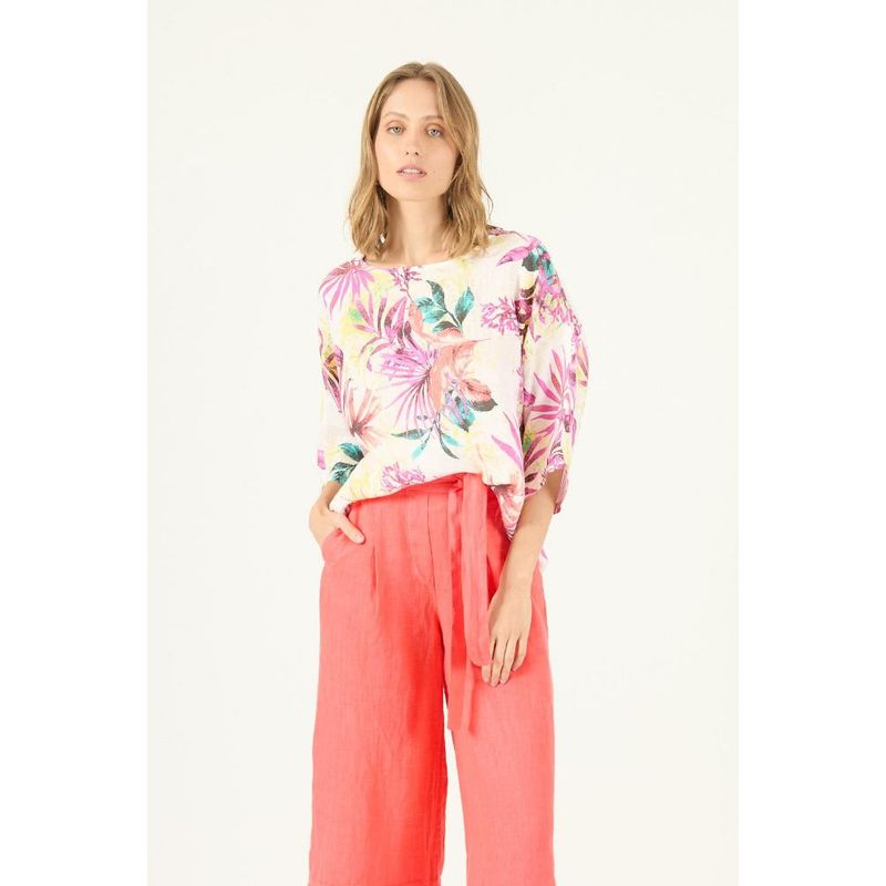 PRIVILEGE - Blusa de lino multicolor estampada PRIVILEGE 1645 - Multicolor