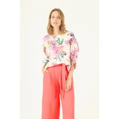 PRIVILEGE - Blusa de lino multicolor estampada 1645 - Multicolor