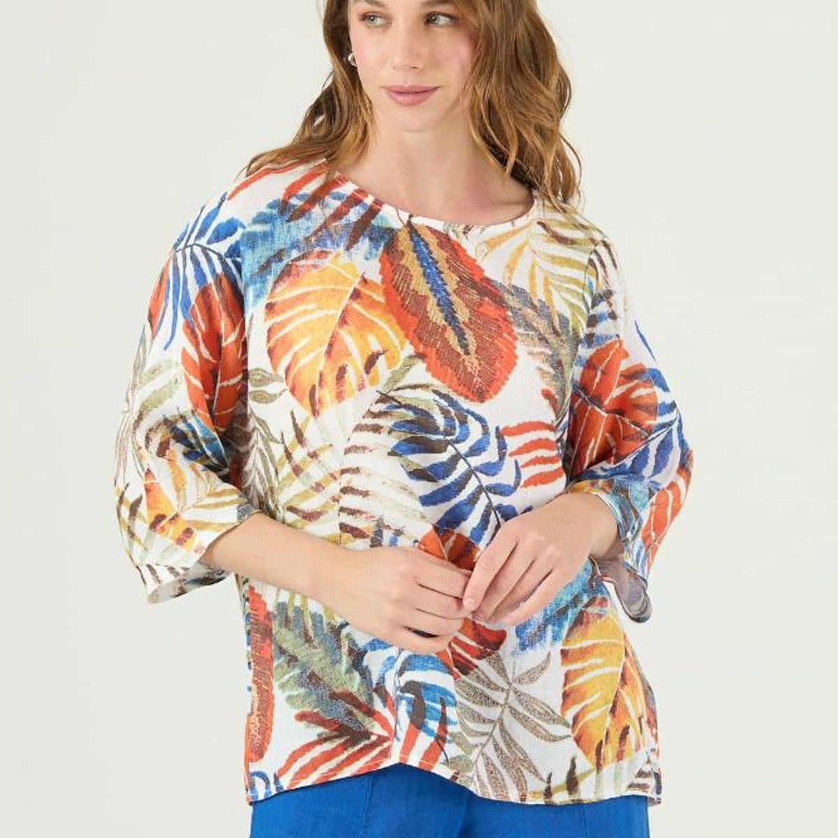 PRIVILEGE - Blusa de lino blanca estampada PRIVILEGE 1644 - Blanco