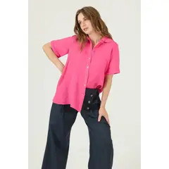 PRIVILEGE - Blusa de lino fucsia 1661 - Fucsia
