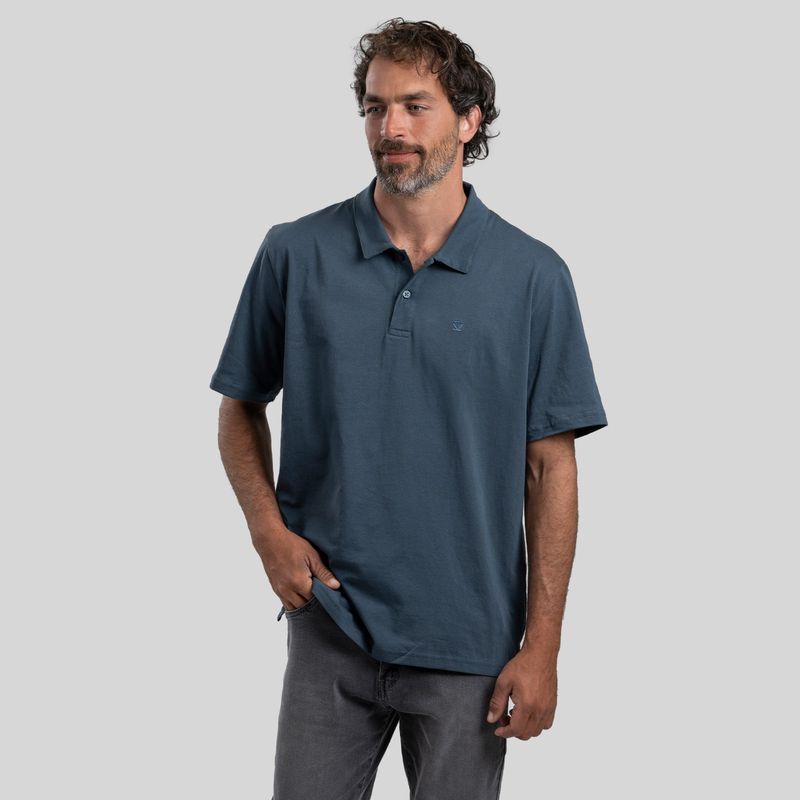 TRAUKO - Polera Hombre Algodón Azul Trauko Polo Steel