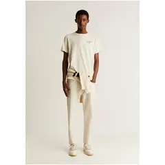 SCALPERS - Polera Print Efecto Lavado Off White