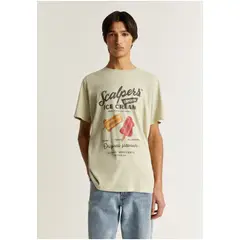 SCALPERS - Polera Lavada Print Frontal Light Mint