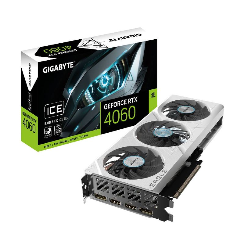 GIGABYTE - Tarjeta Gráfica Gigabyte RTX 4060 EAGLE OC ICE 8G