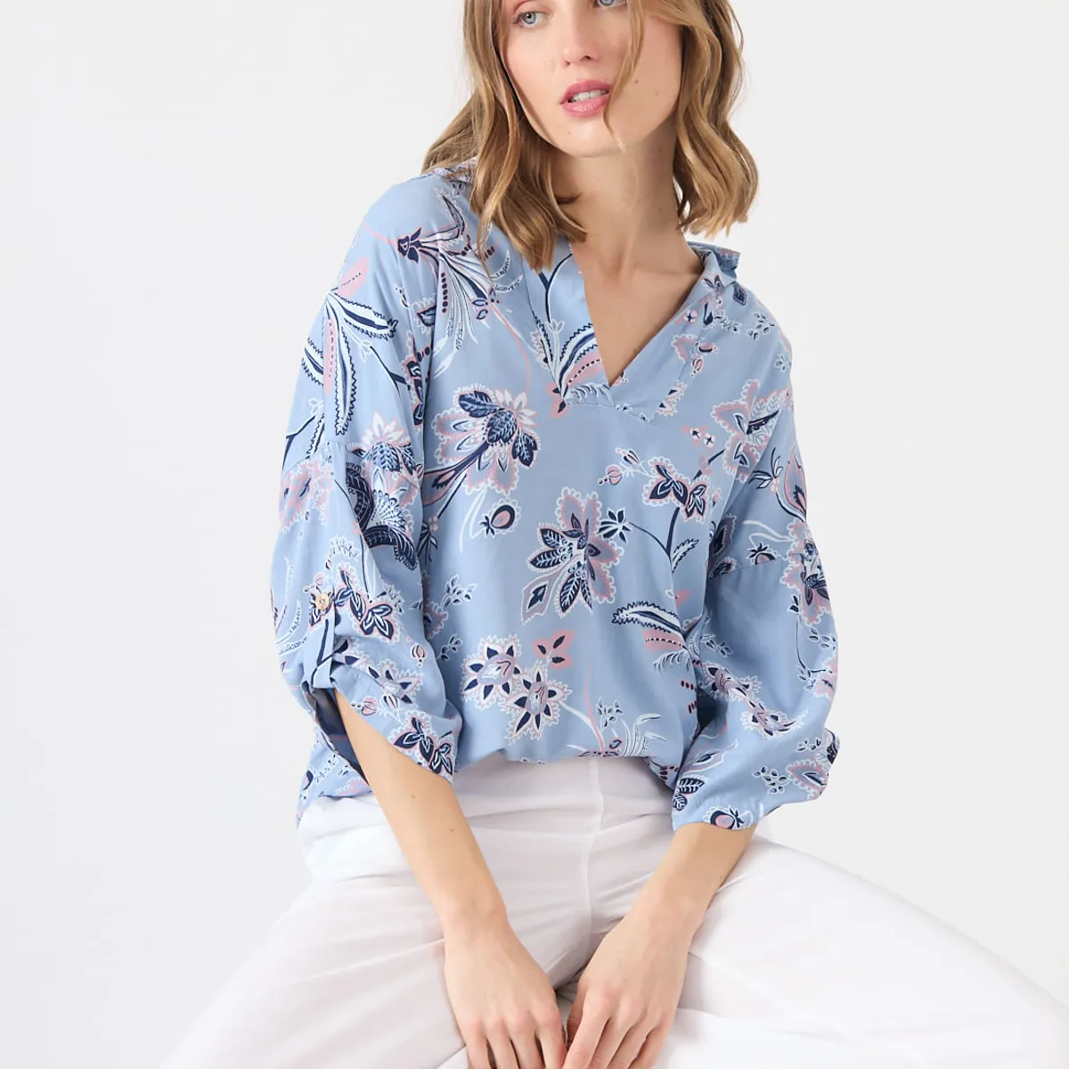 PRIVILEGE - Blusa denim estampada 1205