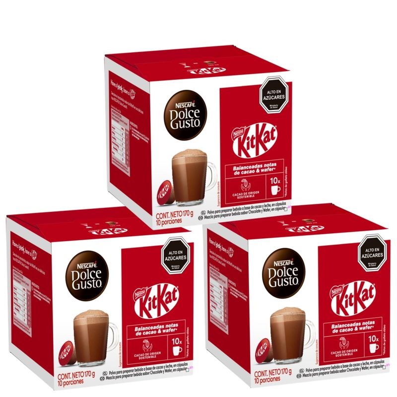 NESCAFE - Pack 3 Café Nescafé Dolce Gusto® Kit Kat 10 Cápsulas