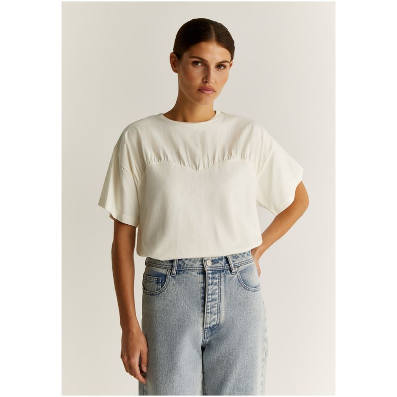 SCALPERS - Polera Frunces Pecho White