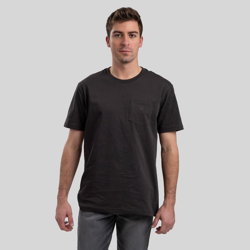 TRAUKO - Polera Hombre Algodón Negra Trauko Pocket Black