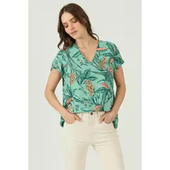 PRIVILEGE - Blusa verde estampada 1606 - Verde