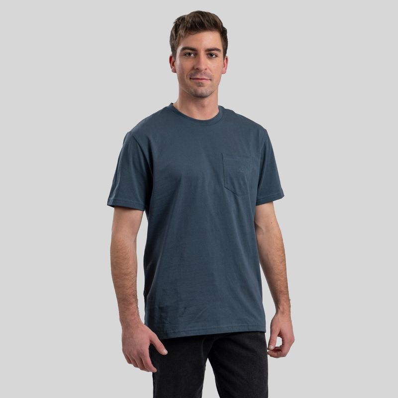 TRAUKO - Polera Hombre Algodón Azul Trauko Pocket Steel