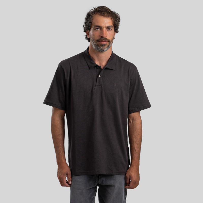 TRAUKO - Polera Hombre Algodón Negra Trauko Polo Black