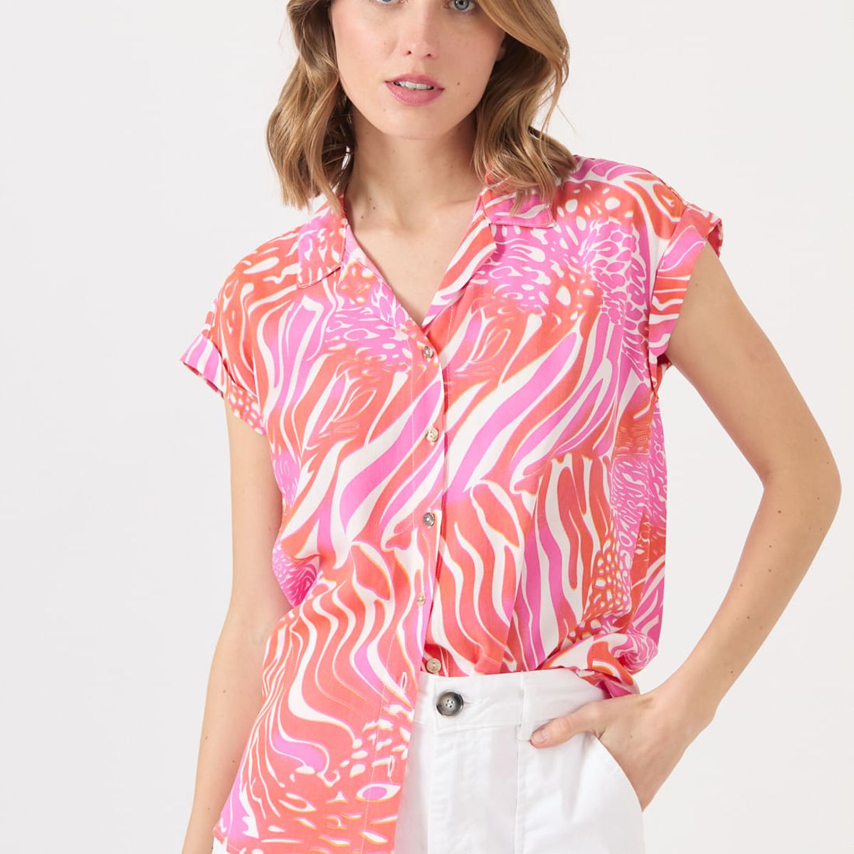 PRIVILEGE - Blusa fucsia estampada PRIVILEGE 1627
