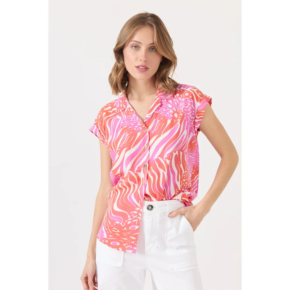 PRIVILEGE - Blusa fucsia estampada PRIVILEGE 1627