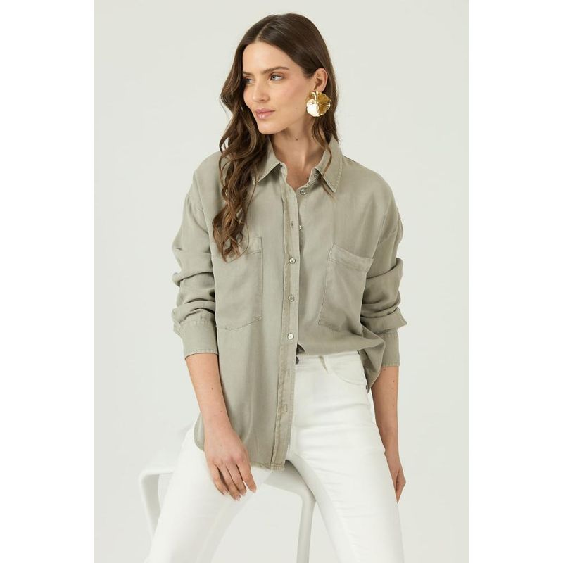 PRIVILEGE - Blusa de tencel verde PRIVILEGE 1457 - Verde