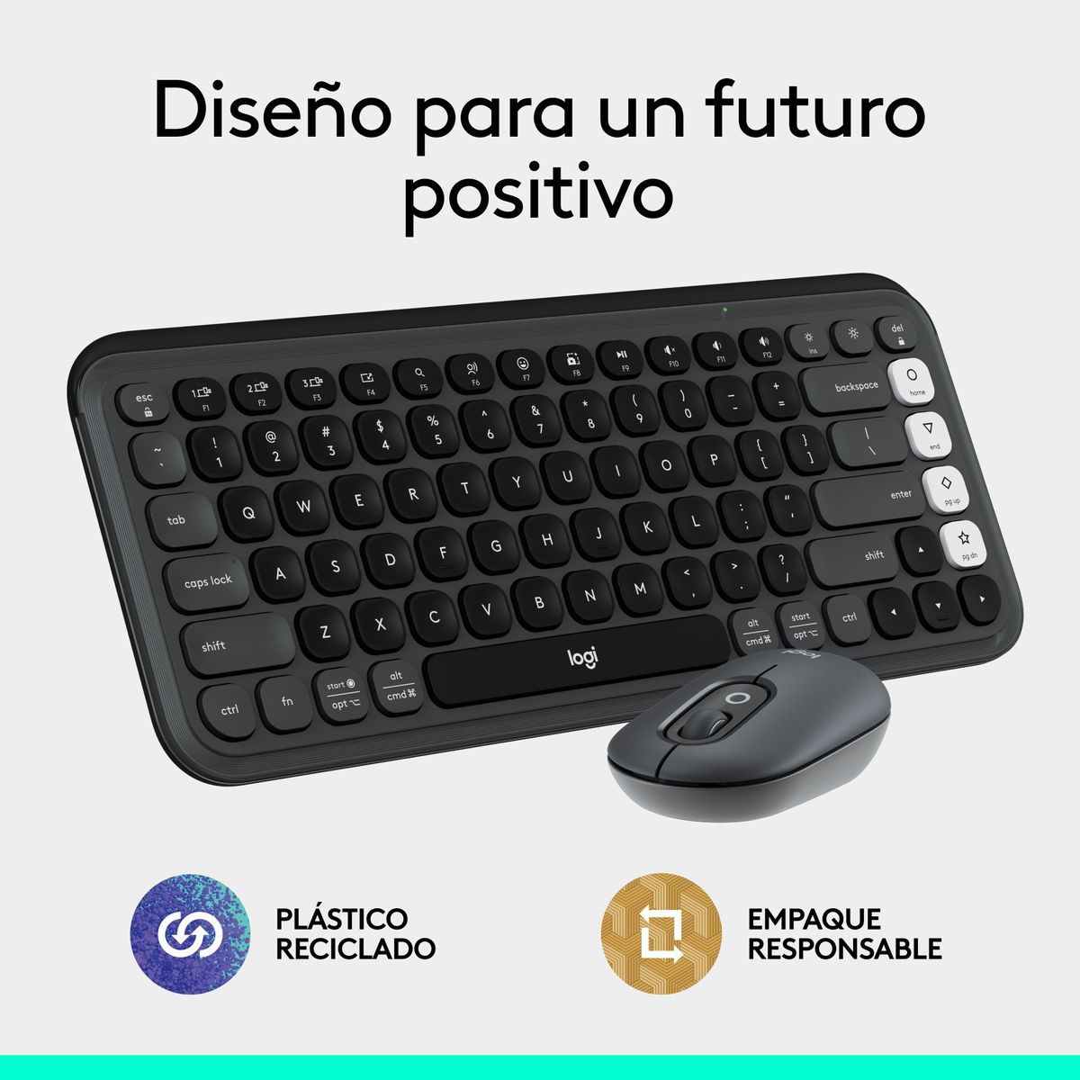 LOGITECH - Kit Teclado Y Mouse Logitech Pop Icon Español Grafito