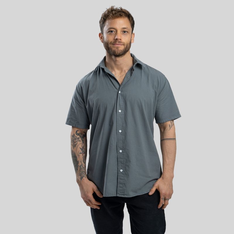 TRAUKO - Camisa Hombre Algodón Verde Oscuro Trauko Weekend Olive