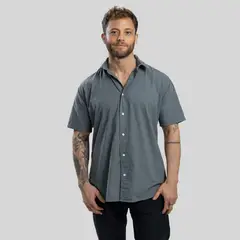 TRAUKO - Camisa Hombre Algodón Verde Oscuro Weekend Olive