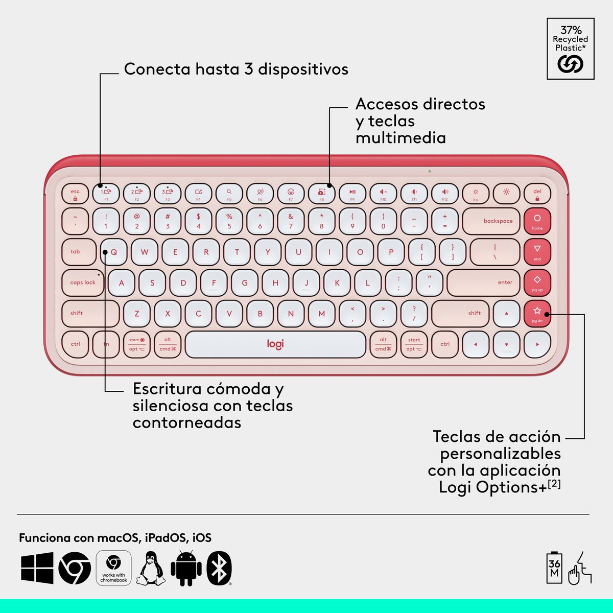 LOGITECH - Kit Teclado Y Mouse Logitech Pop Icon Español Lila