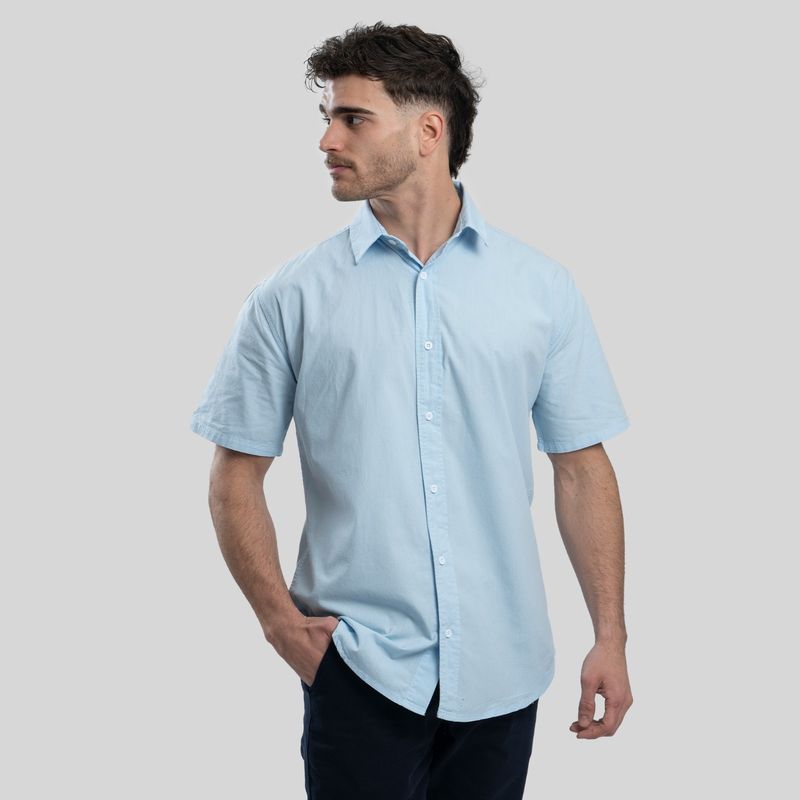 TRAUKO - Camisa Hombre Algodón Celeste Trauko Weekend Sky