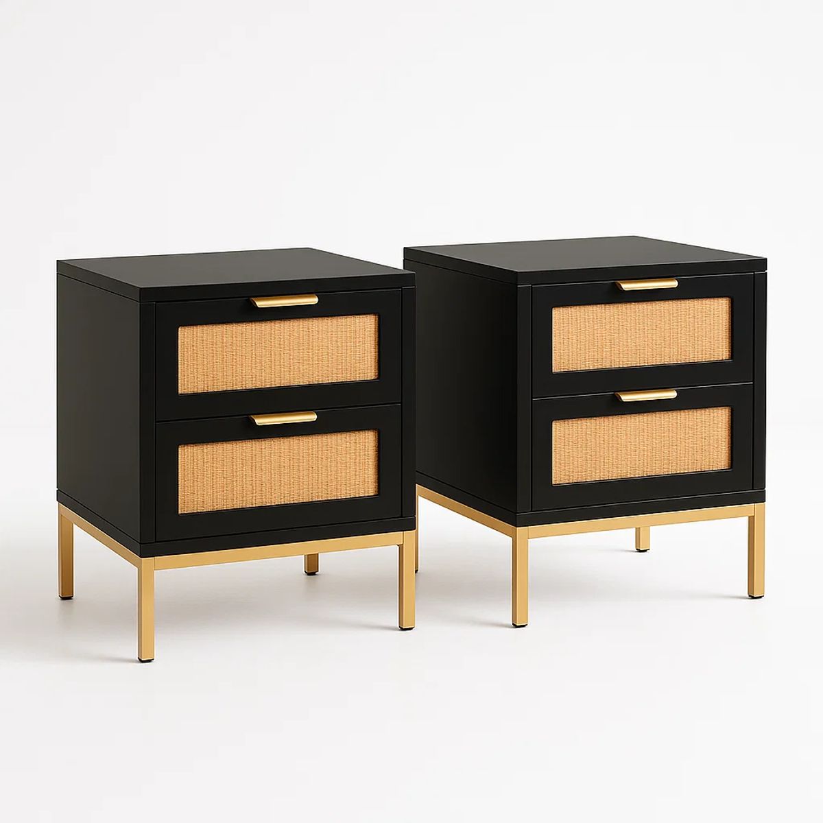 KLIK - Pack de 2 Veladores Rattan Dark Dos Cajones