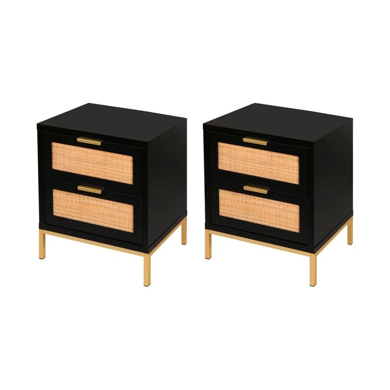 KLIK - Pack de 2 Veladores Rattan Dark Dos Cajones