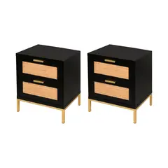 KLIK - Pack de 2 Veladores Rattan Dark Dos Cajones