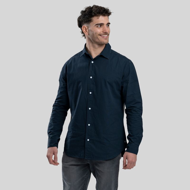 TRAUKO - Camisa Hombre Algodón Azul Trauko Sport Navy
