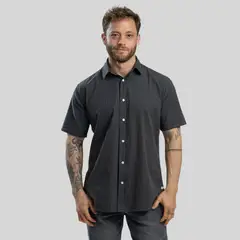 TRAUKO - Camisa Hombre Algodón Gris Oscuro Weekend Petrol