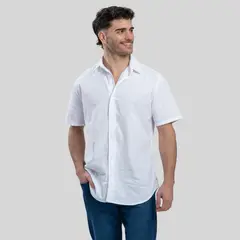 TRAUKO - Camisa Hombre Algodón Blanca Weekend White