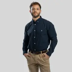 TRAUKO - Camisa Algodón Hombre Azul Oxford Navy_.