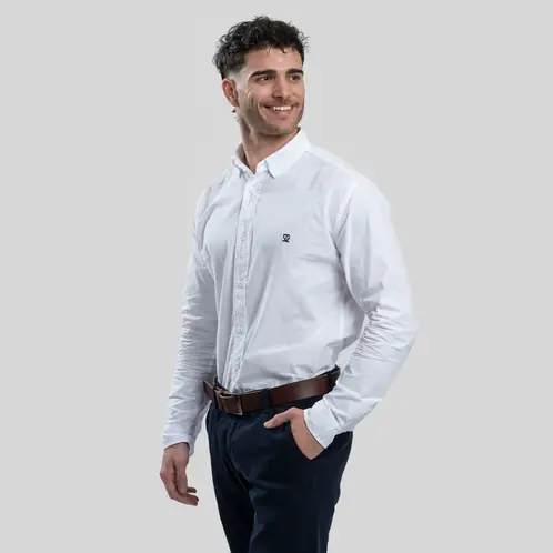 TRAUKO - Camisa Hombre Algodón Blanca Oxford White_.