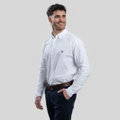 TRAUKO - Camisa Hombre Algodón Blanca Oxford White