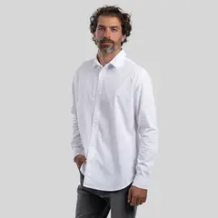 TRAUKO - Camisa Hombre Algodón Blanca Sport White