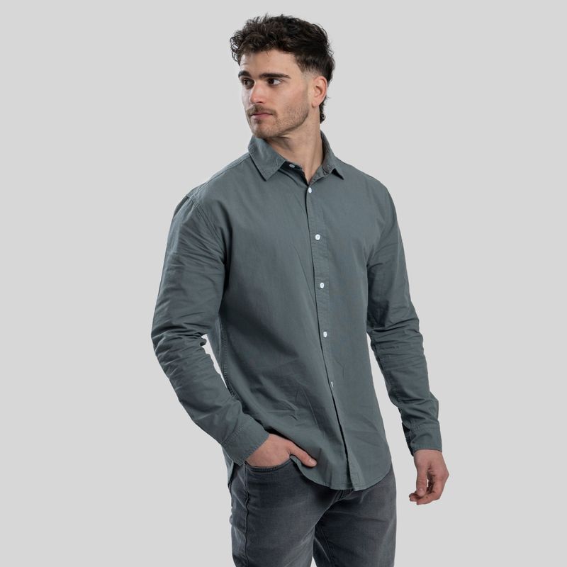 TRAUKO - Camisa Hombre Algodón Verde Oscuro Trauko Sport Olive