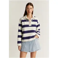 SCALPERS - Poleron Polo Rayas Cordón Cuello Blue Stripes
