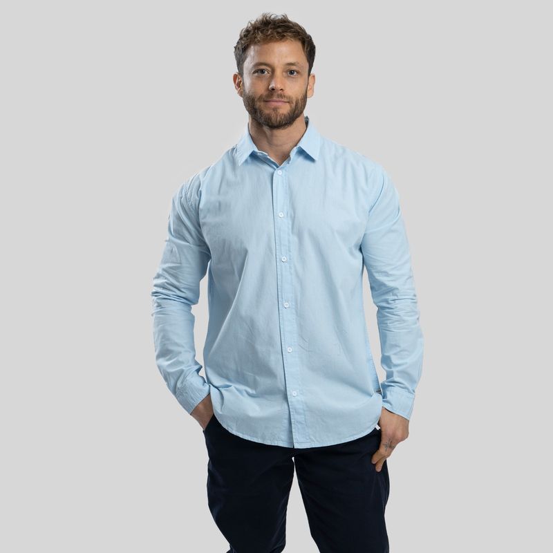 TRAUKO - Camisa Hombre Algodón Celeste Trauko Sport Sky