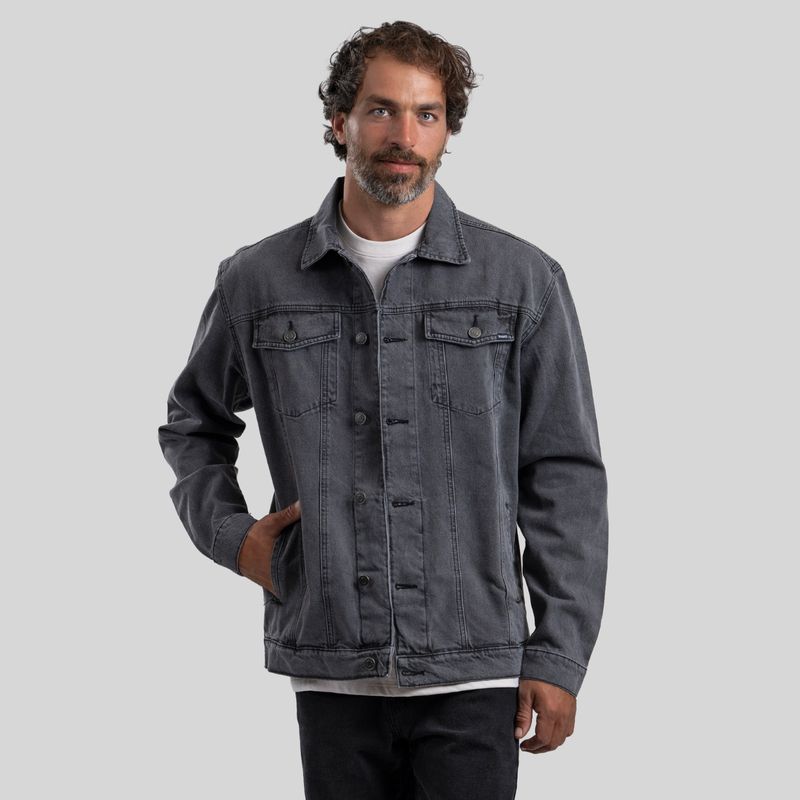 TRAUKO - Chaqueta Hombre Algodón Gris Trauko Denim Grey