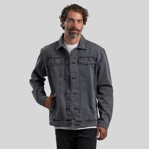 TRAUKO - Chaqueta Hombre Algodón Gris Denim Grey